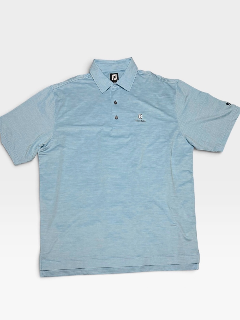 FootJoy Men's Sky Blue Polo with Subtle Stripe Texture